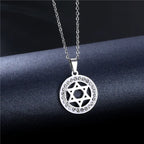 Star of David Heart Pendant Necklace — Stainless Steel