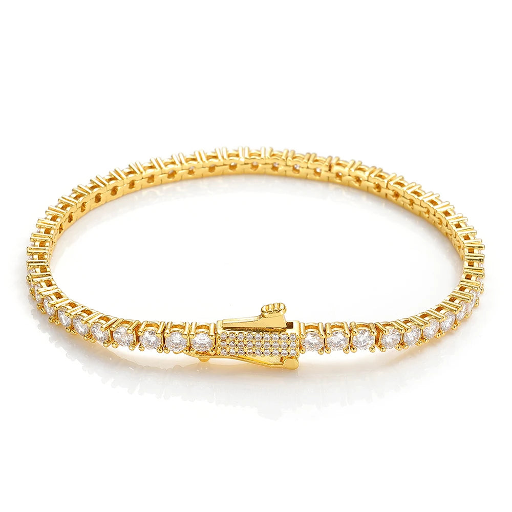 Iced Out CZ Tennis Chain Necklace, 4mm — Copper Alloy