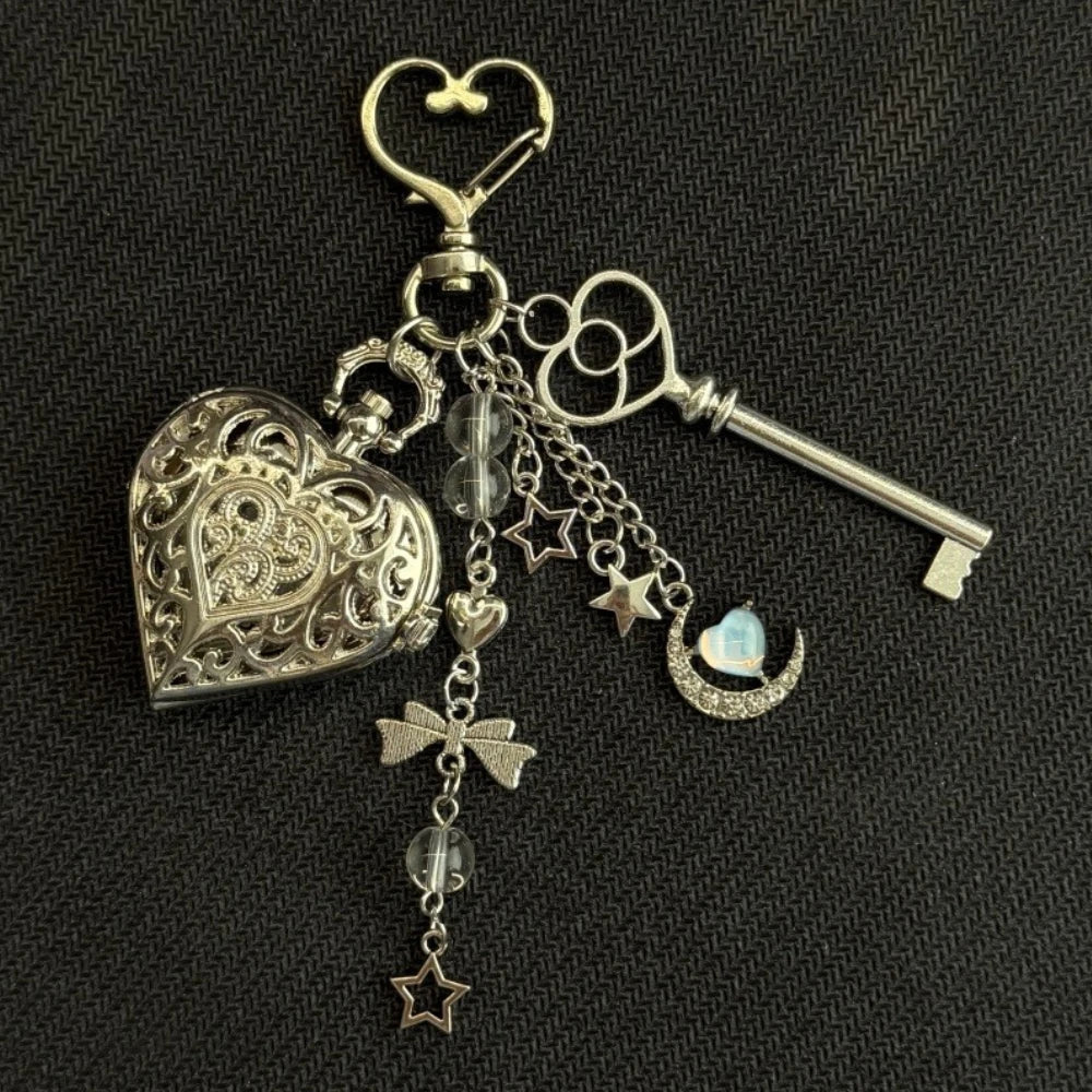 Original Hollow Heart Pocket Watch Chain keychain Design Steampunk Clock Vintage Necklace Pendant Jewelry Watch Men