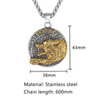 Fenrir Wolf Vegvisir Pendant Necklace — Stainless Steel