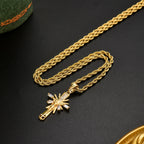 Luxury 24K 9999 Pure Gold real gold Cross Pendant Men's Point Drill Pendant Necklace