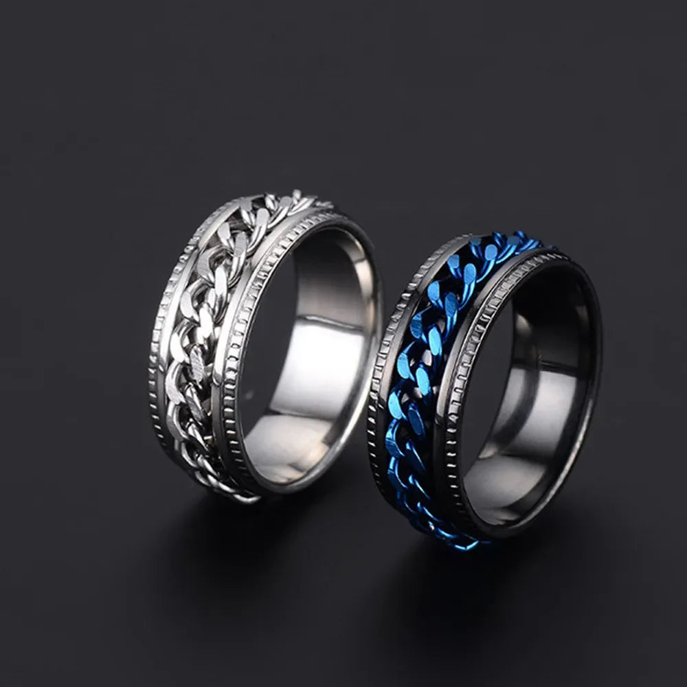 Rotatable Chain Spinner Ring — Two-Tone