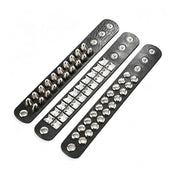 Classic Adjustable Size Rivet Bangle Square Wide Rows Nails Spike Cuff Bracelet PU Leather Bracelets Bangle Men Women