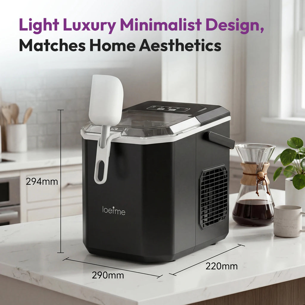 Loefme Desktop Fully Automatic Bullet Shaped Ice Maker 12kg/24h Fast Ice Making Suitable For Home Automatic Cleaning