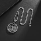 Retro Domineering Ouroboros Wrapped Around The Tree of Life Pendant Necklace Men's Personalized Punk Cool Casual
