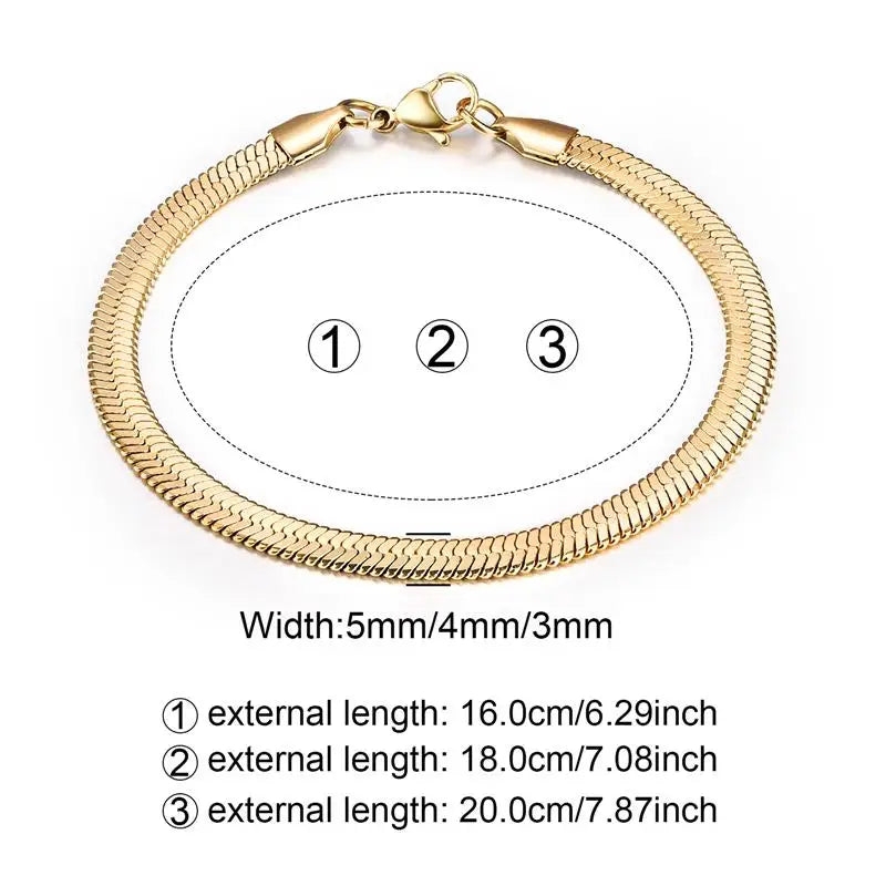 Classic 5mm Stainless Steel Snake Chain Bracelet