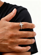 Fashion Vintage Jesus Cross Rings for Men, Waterproof Stainless Steel Adjustable Open Rings, Religious Party Jewelry Gift