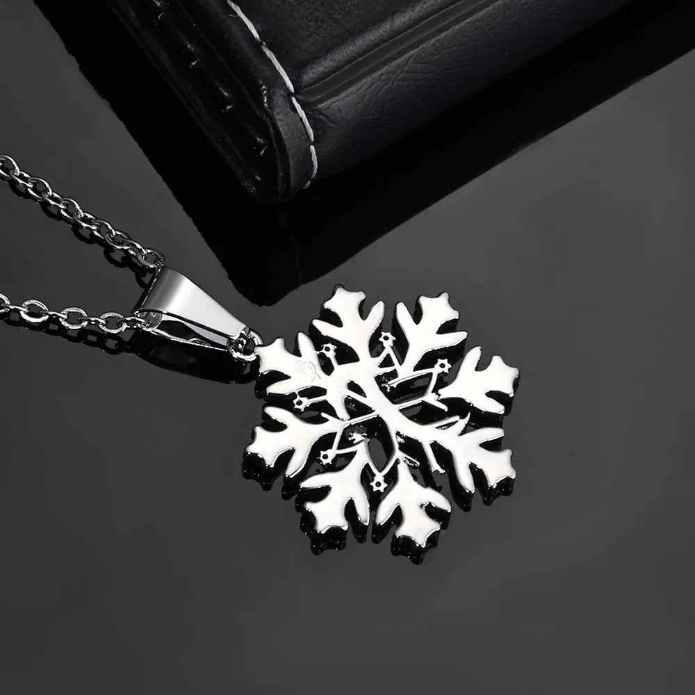 Gold Snowflake Pendant Necklace Statement