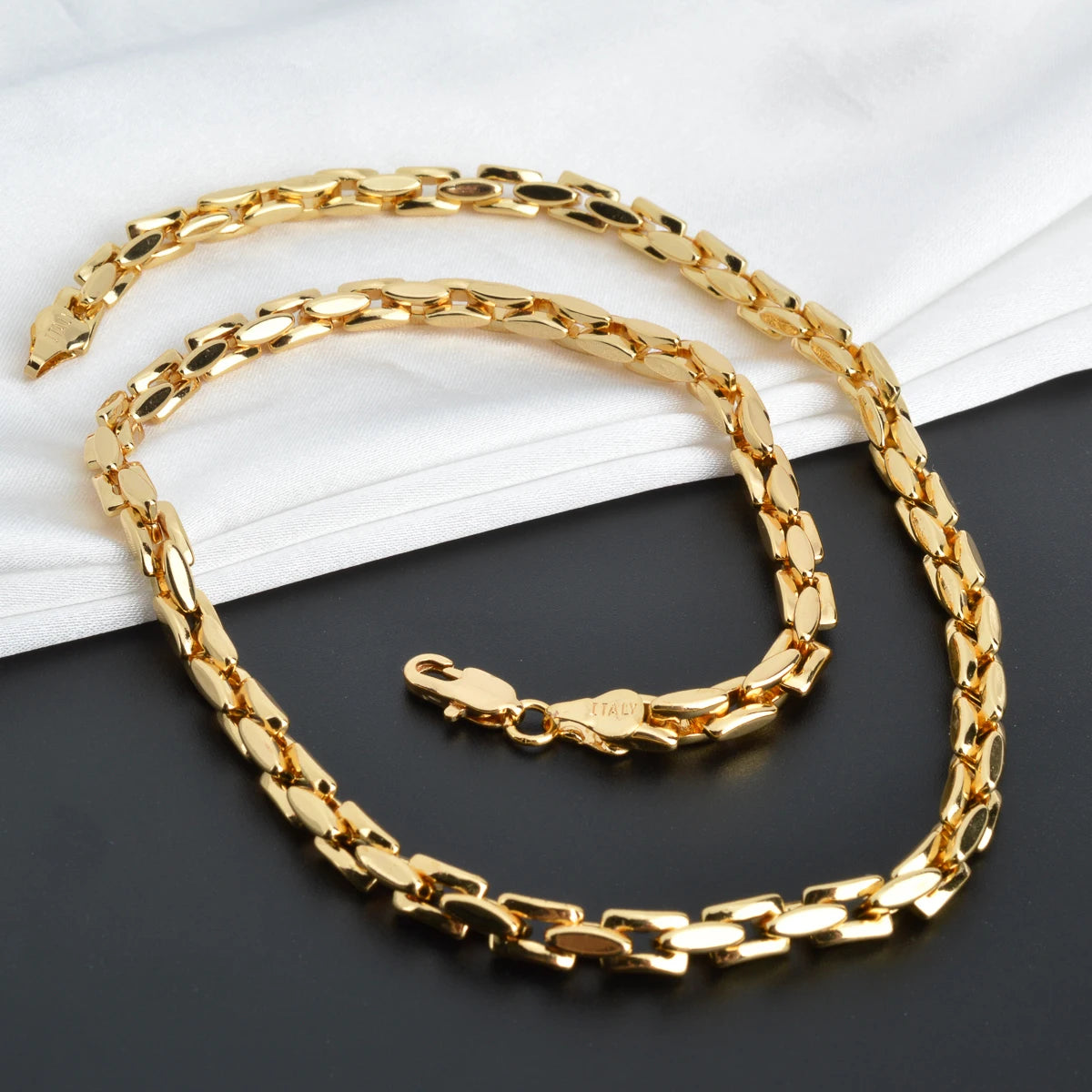Dubai 18k Gold-Plated Hiphop Link Chain Necklace For Women Man Statement Gold Color Choker Classic Trendy Wedding Party