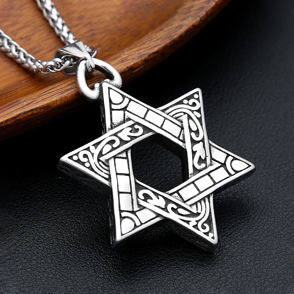 Star Steel Pendant Vintage David Punk Hexagonal