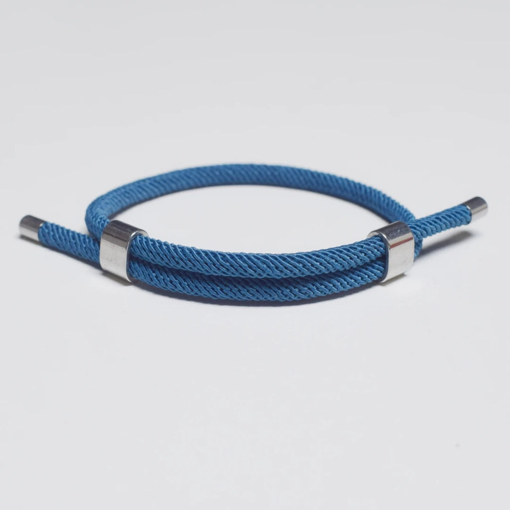 Adjustable Woven Cord Bracelet — Stainless Steel Sliding Clasp