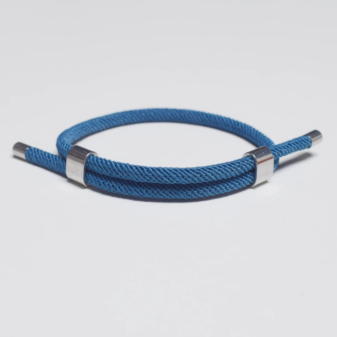 Adjustable Woven Cord Bracelet — Stainless Steel Sliding Clasp
