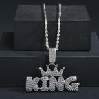Fashion Hip Hop Crown with KING Pendant Necklace For Men Crystal Cuban Chain Iced Out Bling Hiphop Necklaces Rock Biker