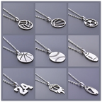 Sports Ball Charm Pendant Necklace — Steel
