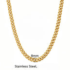 Long 316L Stainless Steel Chunky Miami Cuban Link Chain Gold Plated Hip Hop Necklace 8mm-10mm for Men Women