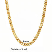 316L Stainless Steel Cuban Link Chain Necklace 10mm