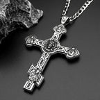 Hiphop Jesus Cross Pendant Necklace For Women Men Stainless Steel Black Retor Vintage Male Christianity Chain Jewelry Gifts
