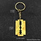 Jesus Gold Pendant Blade Razor Shape Key Keyring
