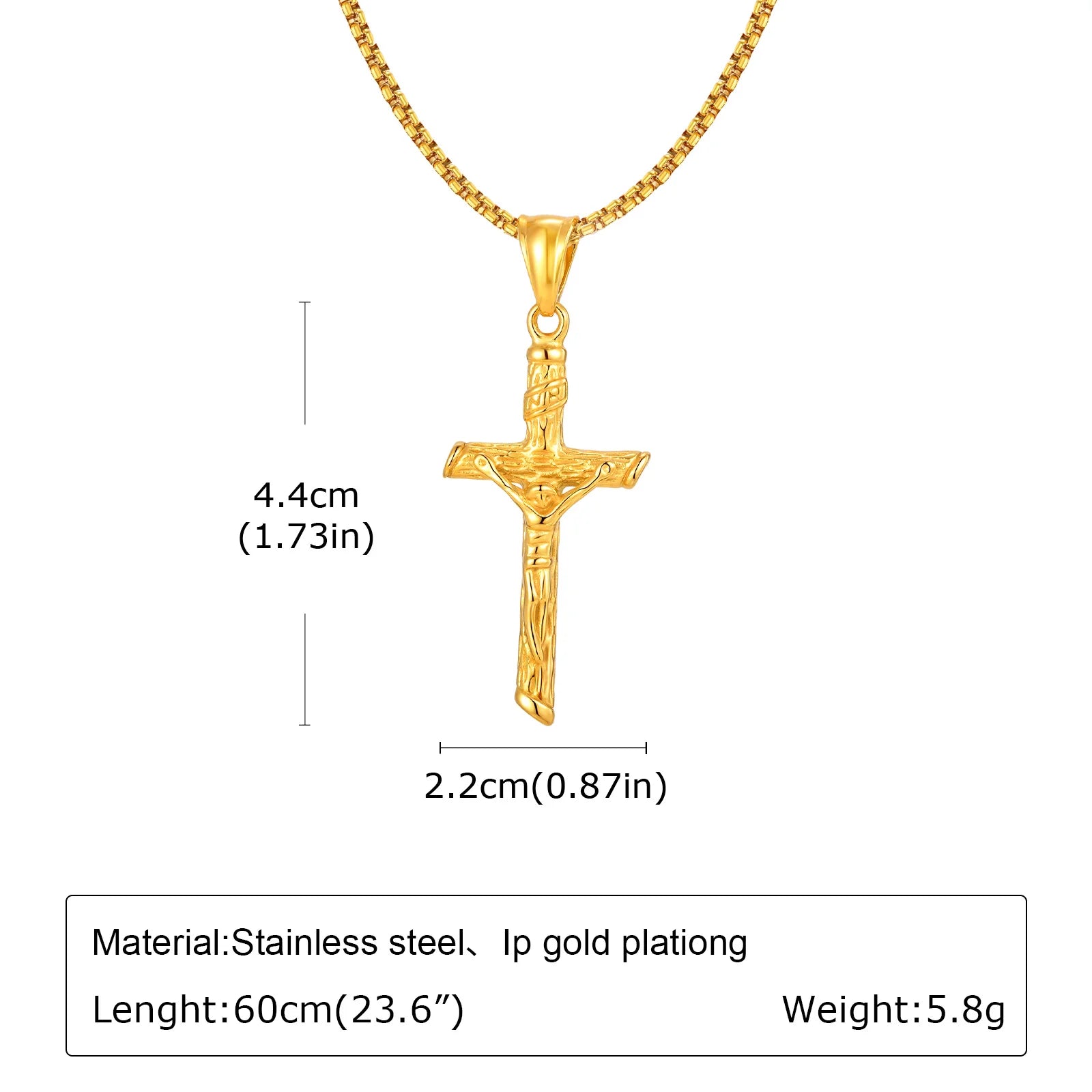 Men's Stylish Gold Color Necklace, Stainless Steel Geometric Cross Pendant Necklace, Vintage Fashion Jewelry Gift to