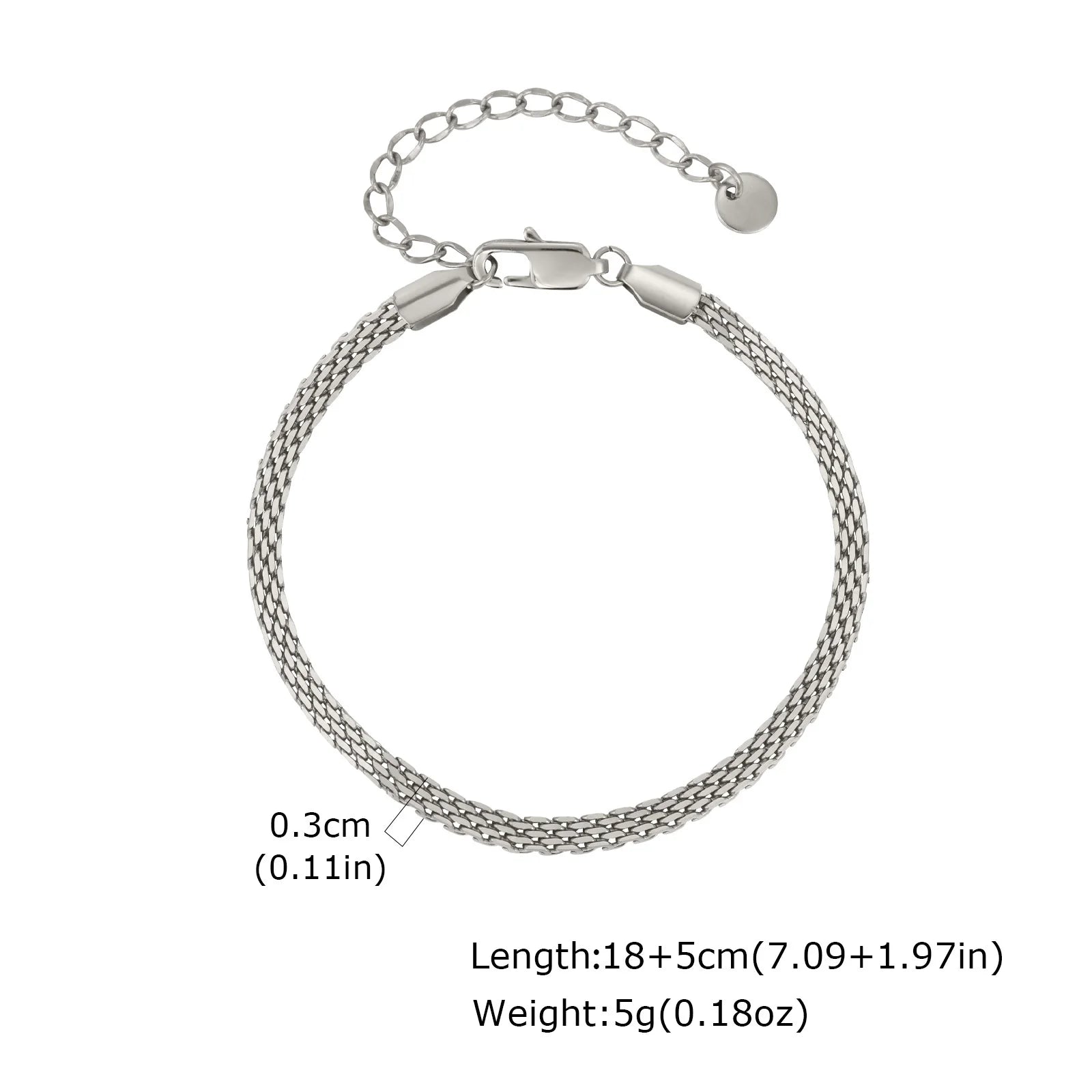 Minimal Mesh Chain Bracelet 8mm — Stainless Steel
