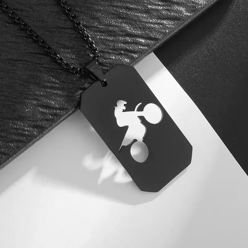 Silver Motorcycle Pendant Necklace Box Chain