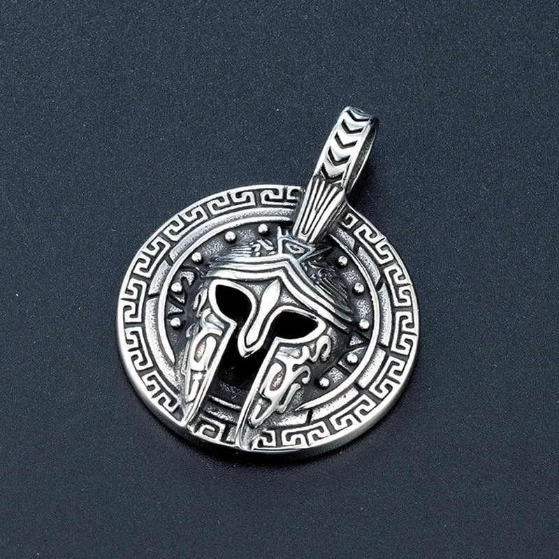 Spartan Mask Pendant 316L Stainless Steel Gothic Punk Viking Amulet Necklace For Men's Steel Color Adjustable Chain(50/60/70CM)