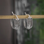 Gothic Spiked Hoop Earrings Small Textured Huggie — Two-Tone