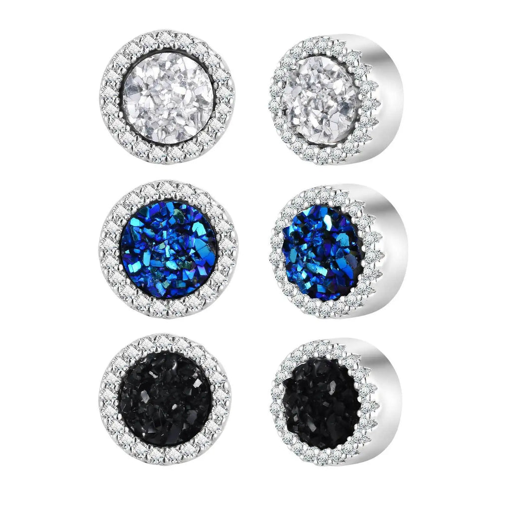 Iced Out Rhinestone Magnetic Ear Clip — Stainless Steel