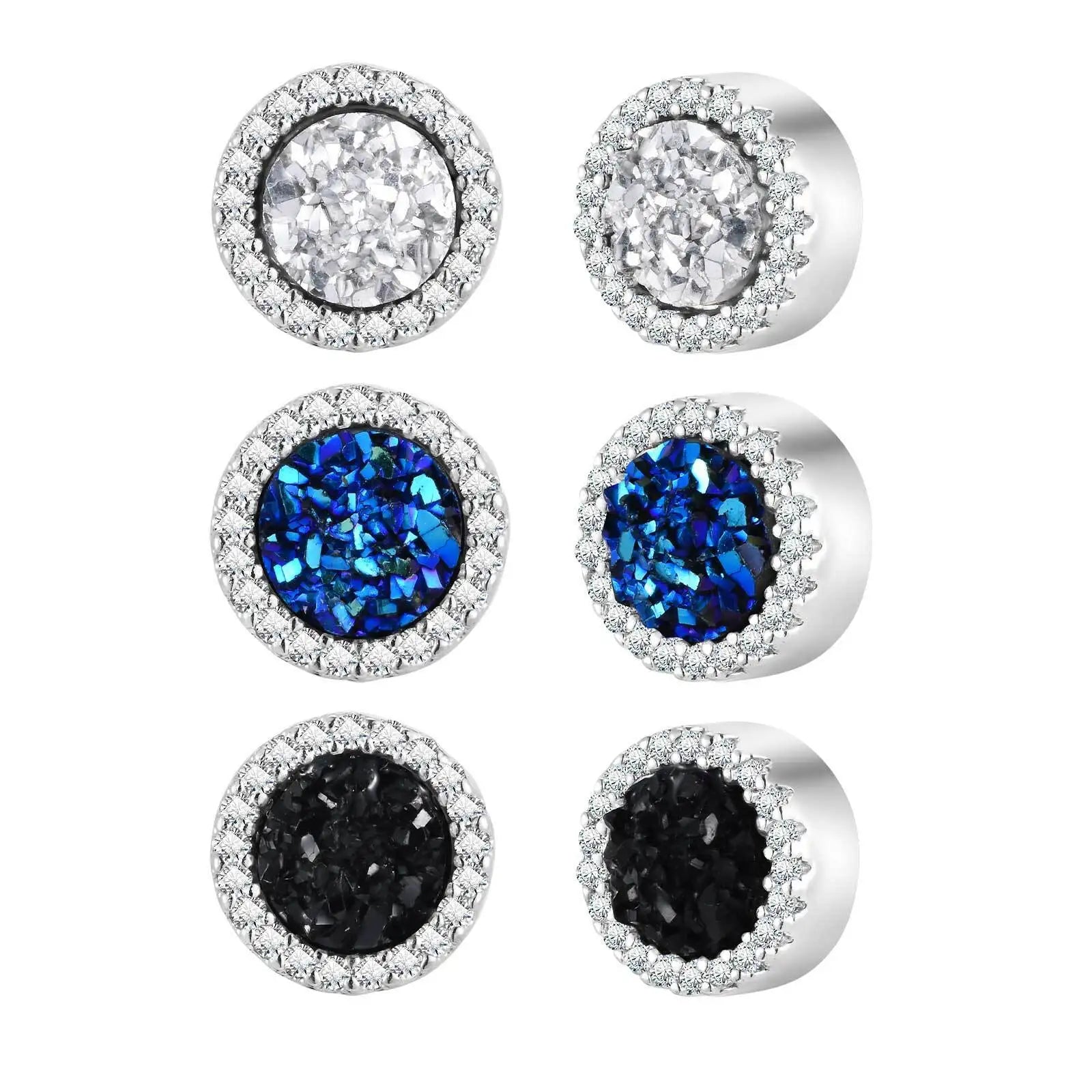 Iced Out Rhinestone Magnetic Ear Clip — Stainless Steel