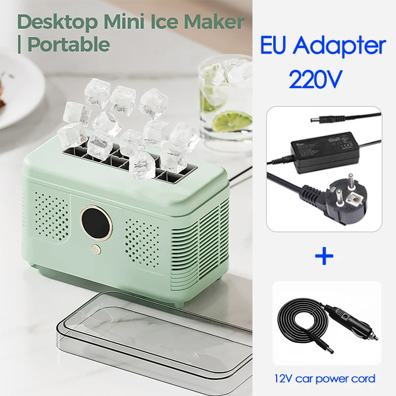 100V-230V Portable 12V Car Cube Ice Machine Mini Ice Maker Automatic Ice Making Box for Home Dormitory Office Camping