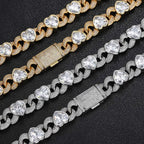 Iced Out Heart Cuban Bracelet 12MM Stainless Steel