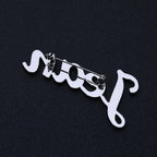 Iced Out Letter Name Pin Brooch Rose Gold