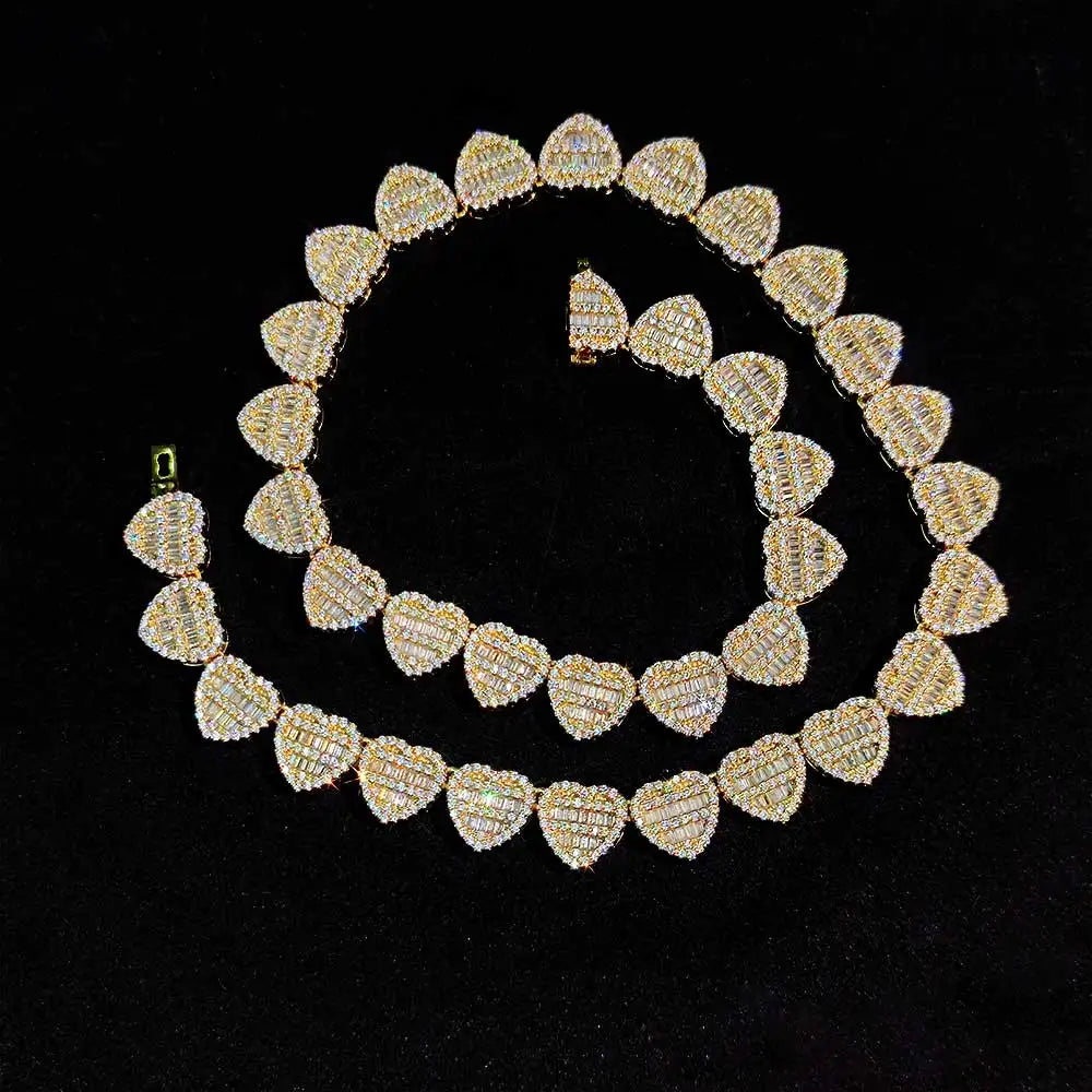 Iced Out Heart Necklace Stainless Steel 12MM