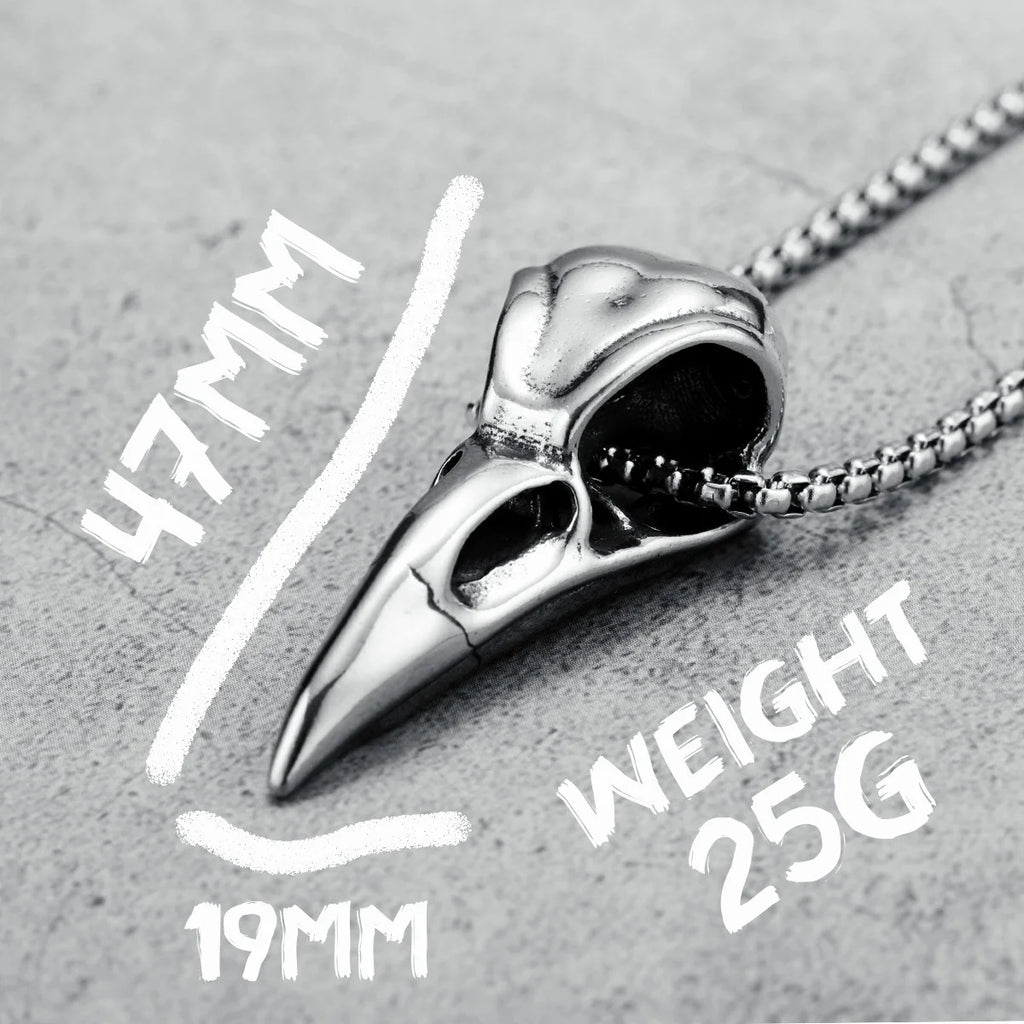 Crow Skull Pirate Pendant Necklace — Stainless Steel