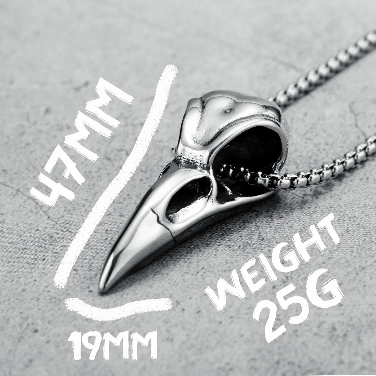 Crow Skull Pirate Pendant Necklace — Stainless Steel