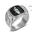 1pc, 316L stainless steel jewelry, St. Jude ring,with rhinestone green enamel, street party, daily wear, men's women's