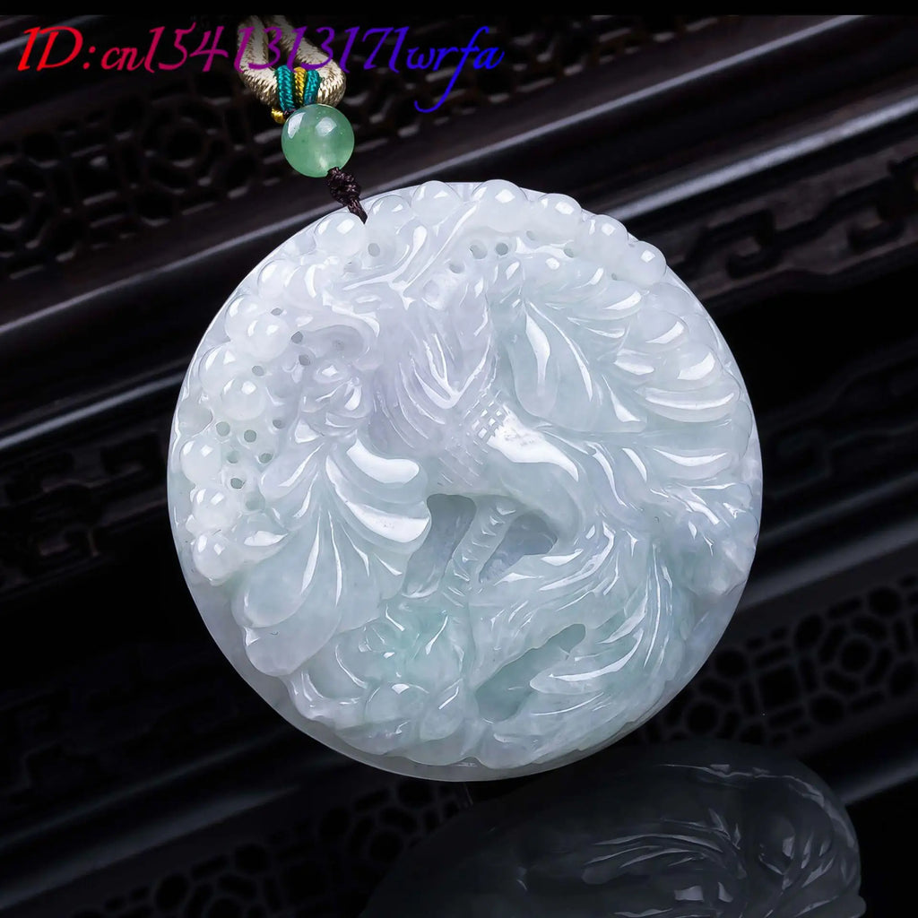 Natural Myanmar Jadeite Phoenix Pendant Necklace Accessories Jewelry Carved Amulet Fashion Vintage Real Jade Gifts for