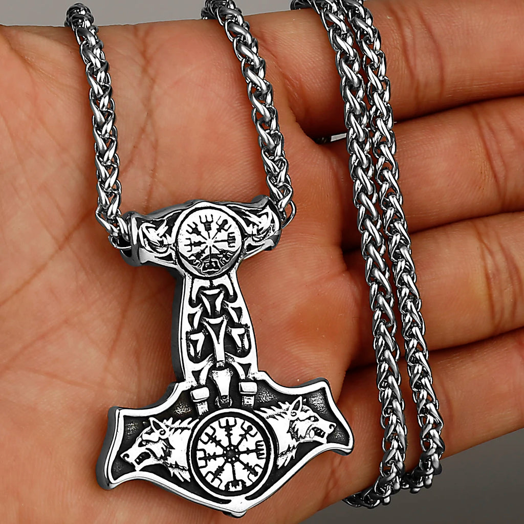 Original Viking Stainless Steel Thor Hammer Multiple Styles Domineering Unisex Necklace Pendant Boyfriend Gift