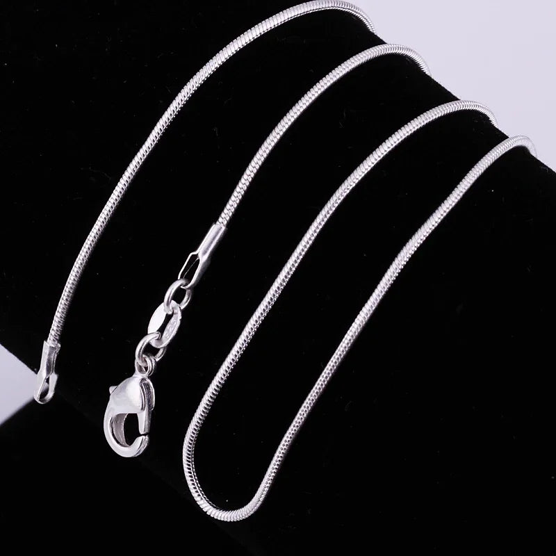 925 Sterling Silver 1mm Snake Chain Necklace For Women 16-30inches Fine Jewelry Wedding Fashion Party  Pendant Gifts