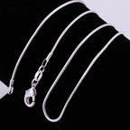 925 Sterling Silver 1mm Snake Chain Necklace For Women 16-30inches Fine Jewelry Wedding Fashion Party  Pendant Gifts