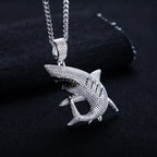 Iced Out Shark Pendant — 925 Silver