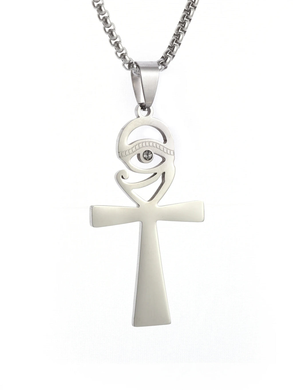Shining Iced Out Ancient Egyptian God Eye of Horus Cross Pendant Necklace for Men and Women Hip Hop Trendy Amulet
