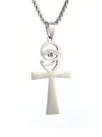 Shining Iced Out Ancient Egyptian God Eye of Horus Cross Pendant Necklace for Men and Women Hip Hop Trendy Amulet