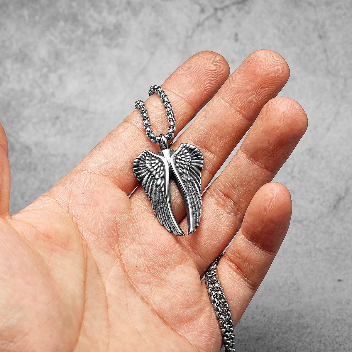 Angel Wing Urn Pendant — Stainless Steel