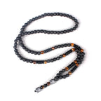 6mm Lava Stone Tiger-eye Beaded Necklace for Men and Women with Buddha Head Pendant