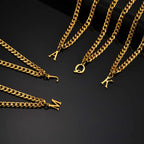 Vnox Men's Thick 5mm Wide Chain 26 Letters Pendant Necklace Punk Hip Hop Gold Color Jewelry On Neck Boys Cool Wear