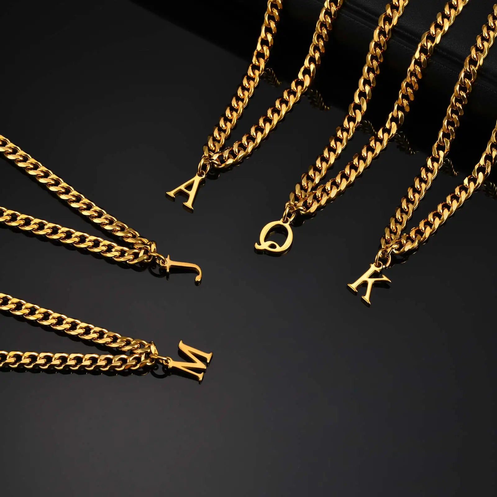 Vnox Men's Thick 5mm Wide Chain 26 Letters Pendant Necklace Punk Hip Hop Gold Color Jewelry On Neck Boys Cool Wear