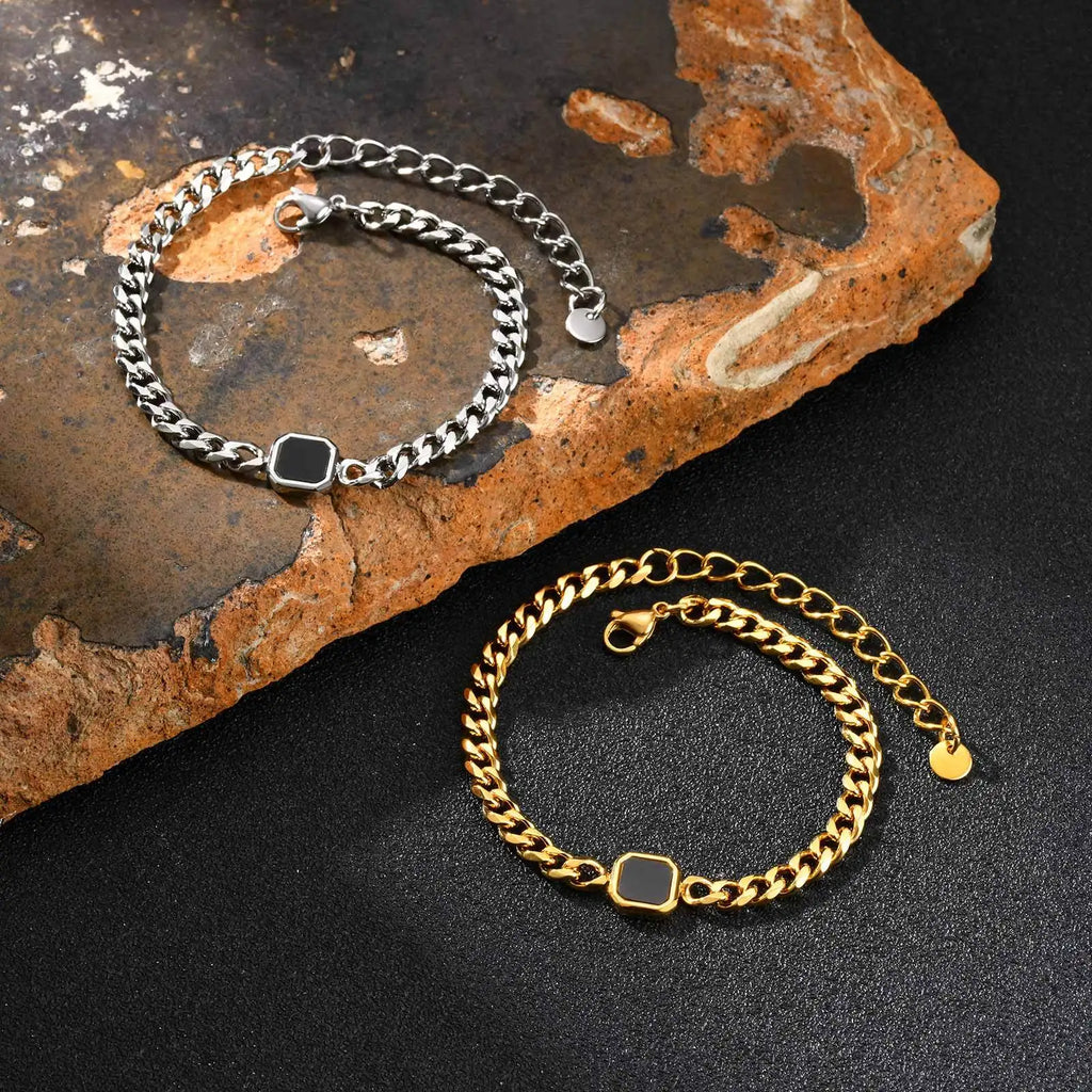 Cuban Stone Chain Bracelet — Stainless Steel