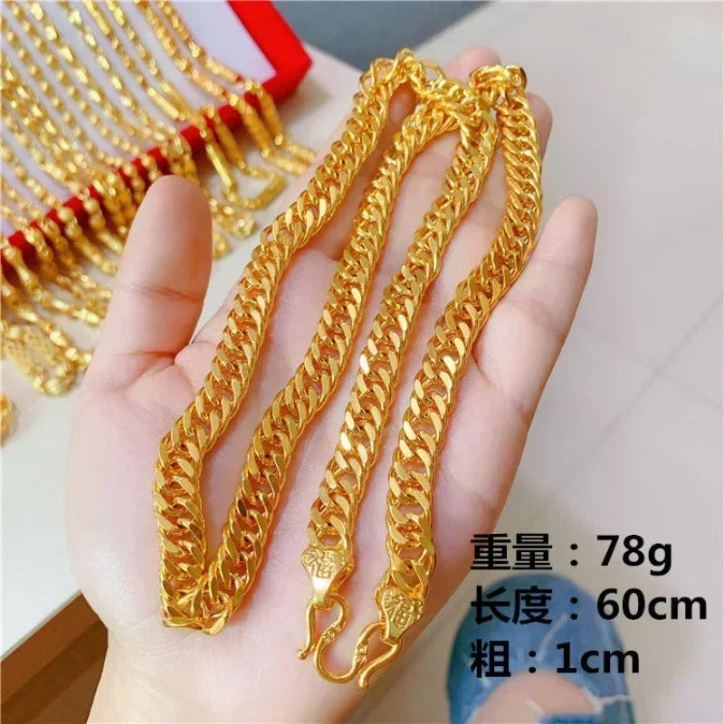 Mens and womens 18K gold necklace AU750 ball chain transfer domineering jewelry boss chain free shipping with
