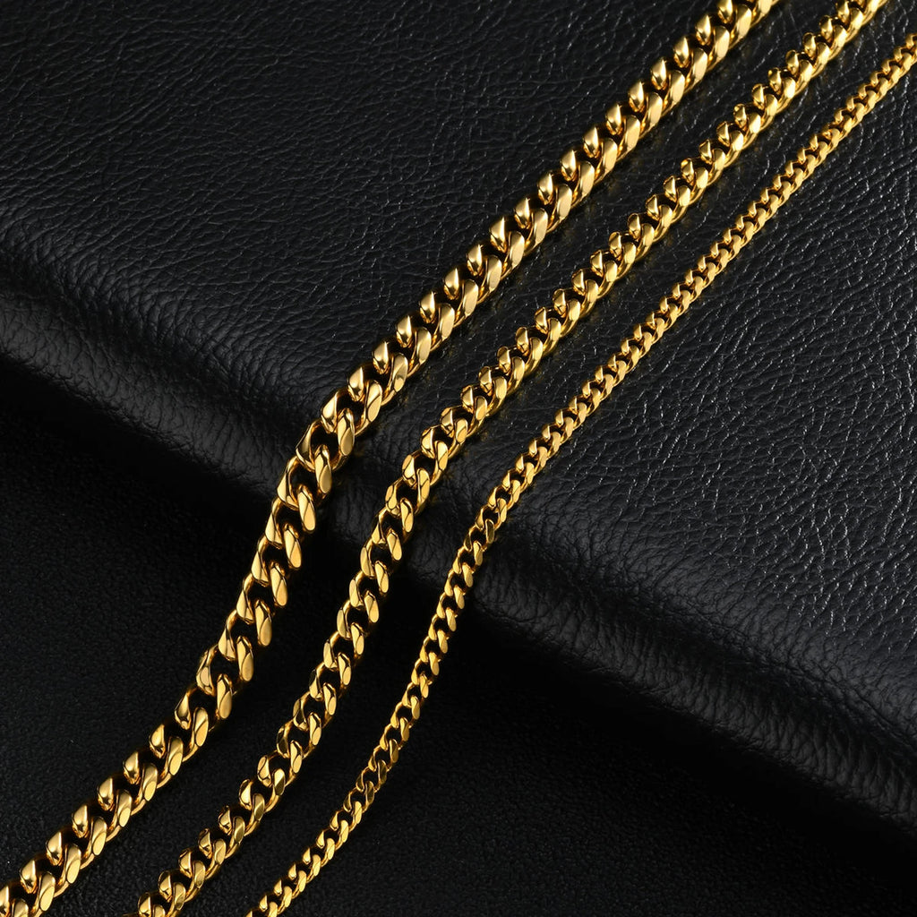 Vintage Cuban Chain Necklace for Men Women,3/5/7mm Stainless Steel Curb Link Chain Chokers,Casual Basic Punk Jewelry